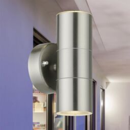 First Choice Lighting Set of 2 Blaze - Stainless Steel Outdoor Up Down Wall Lights in Silver - thumbnail 4