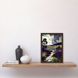 Artery8 Stormy Clouds over Stream Wild Scottish Landscape Artwork Framed Wall Art Print A4 in Brown - thumbnail 2