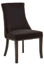 Orsina Velvet Dining Chair, Curved High Back Office Chair, Aesthetic Velvet Accent chair for Living Room in Charcoal