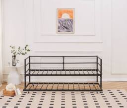 Crazy Price Beds Ltd Catton Black Metal Day Bed With Trundle - Size: Single - thumbnail 2