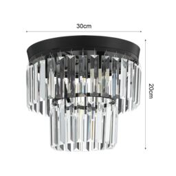 Living and Home Crystal Mount Ceiling Light in Black - thumbnail 2
