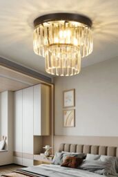 Living and Home Crystal Mount Ceiling Light in Black - thumbnail 3