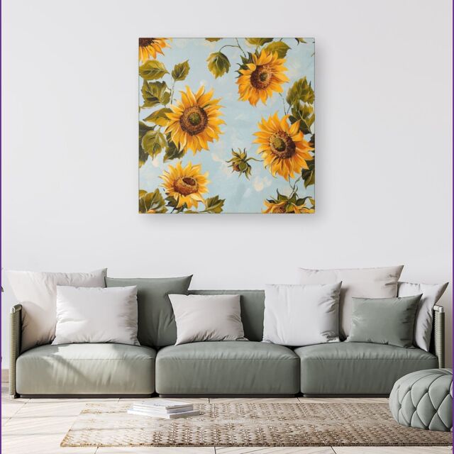 Warren Reed - Designer Summer Sunflowers Canvas - Size: w40 inch x h40 inch - image 1