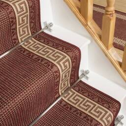 runrug Stair Runner Carpet - Durable, Non-Slip, 7mm - 'Greek' in Red - Size: 80 cm x 540 cm - thumbnail 2