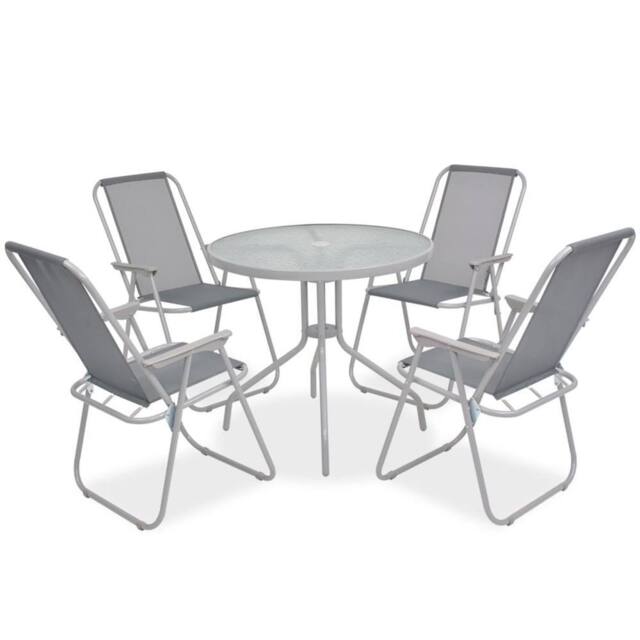Berkfield Home 6 Piece Outdoor Dining Set Steel & Textilene Grey - image 1