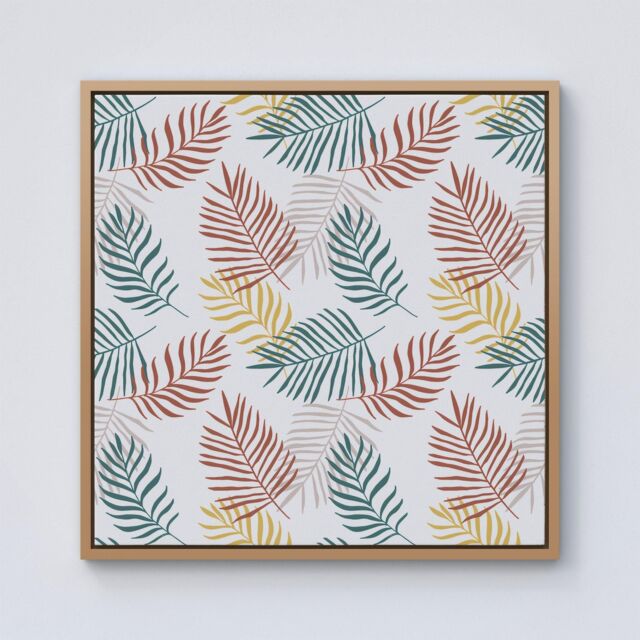 Warren Reed - Designer Palm Branches In Natural Colors Framed Canvas in Light Brown - Size: w40 inch x h40 inch - image 1