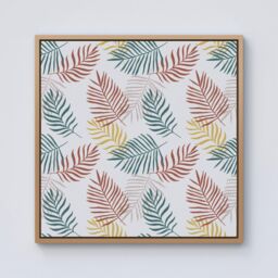 Warren Reed - Designer Palm Branches In Natural Colors Framed Canvas in Light Brown - Size: w40 inch x h40 inch - thumbnail 1