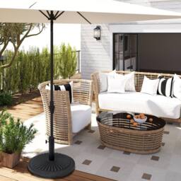 OUTSUNNY 14KG Round Garden Parasol Base, Fits Φ35mm, Φ38mm, Φ48mm Pole - Black - thumbnail 1