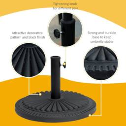 OUTSUNNY 14KG Round Garden Parasol Base, Fits Φ35mm, Φ38mm, Φ48mm Pole - Black - thumbnail 4