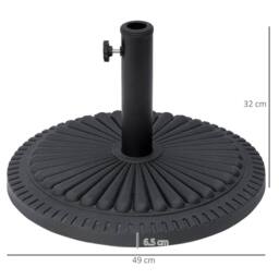 OUTSUNNY 14KG Round Garden Parasol Base, Fits Φ35mm, Φ38mm, Φ48mm Pole - Black - thumbnail 3