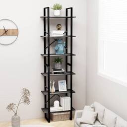 Berkfield Home Storage Shelf Grey 60x30x210 cm Engineered Wood - Size: 60 x 30 x 210 cm - thumbnail 4