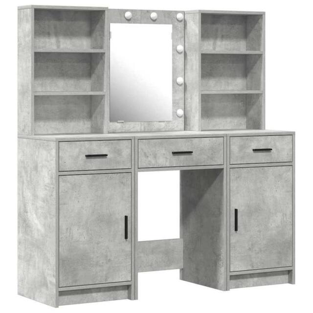 Berkfield Home 3 Piece Dressing Table Set Concrete Grey Engineered Wood - image 1