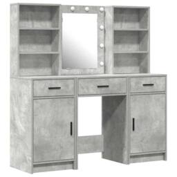 Berkfield Home 3 Piece Dressing Table Set Concrete Grey Engineered Wood - thumbnail 1