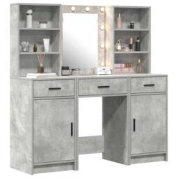 Berkfield Home 3 Piece Dressing Table Set Concrete Grey Engineered Wood - thumbnail 3