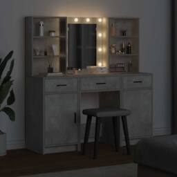 Berkfield Home 3 Piece Dressing Table Set Concrete Grey Engineered Wood - thumbnail 4