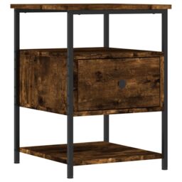 Berkfield Home Bedside Cabinet Smoked Oak 40x42x56 cm Engineered Wood in Brown - Size: 40 x 42 x 56 cm - thumbnail 2