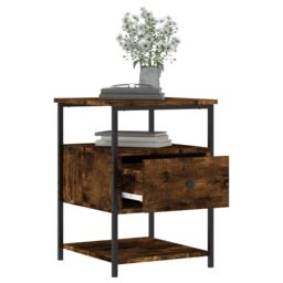 Berkfield Home Bedside Cabinet Smoked Oak 40x42x56 cm Engineered Wood in Brown - Size: 40 x 42 x 56 cm - thumbnail 4