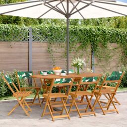 Berkfield Home Folding Garden Chairs 8 pcs Green Fabric & Solid Wood