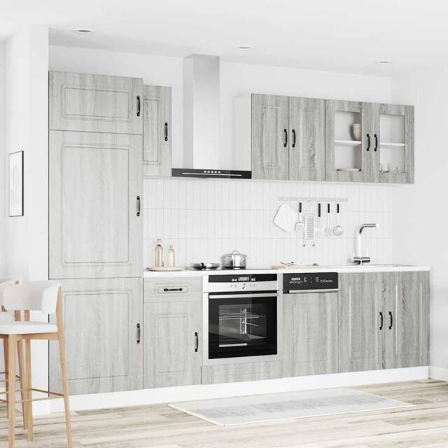 Berkfield Home Elegant 8 Piece Kitchen Cabinet Set Kalmar Grey Sonoma Engineered Wood - image 1