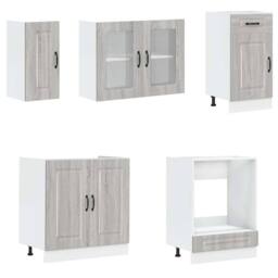Berkfield Home Elegant 8 Piece Kitchen Cabinet Set Kalmar Grey Sonoma Engineered Wood - thumbnail 4