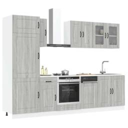 Berkfield Home Elegant 8 Piece Kitchen Cabinet Set Kalmar Grey Sonoma Engineered Wood - thumbnail 2