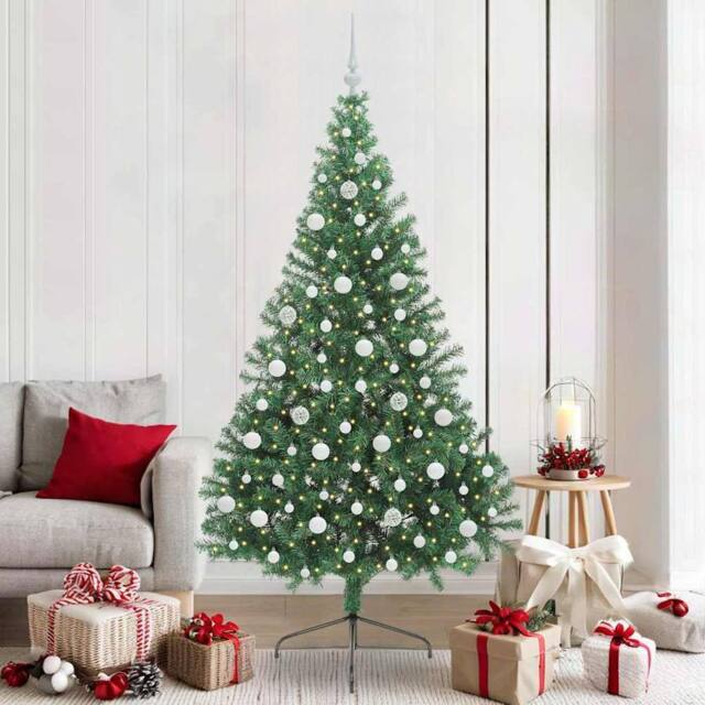 Berkfield Home Artificial Pre-lit Christmas Tree Green 210 cm PVC - image 1