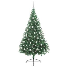 Berkfield Home Artificial Pre-lit Christmas Tree Green 210 cm PVC - thumbnail 4