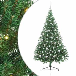 Berkfield Home Artificial Pre-lit Christmas Tree Green 210 cm PVC - thumbnail 2
