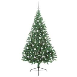 Berkfield Home Artificial Pre-lit Christmas Tree Green 210 cm PVC - thumbnail 3