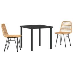 Berkfield Home 3 Piece Garden Dining Set Brown Poly Rattan in Beige