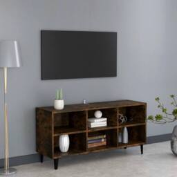 Berkfield Home TV Cabinet with Metal Legs Smoked Oak 103.5x30x50 cm in Brown - thumbnail 2