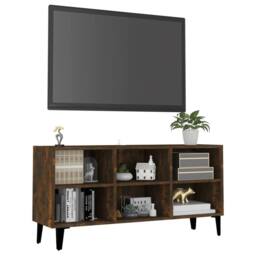 Berkfield Home TV Cabinet with Metal Legs Smoked Oak 103.5x30x50 cm in Brown - thumbnail 3
