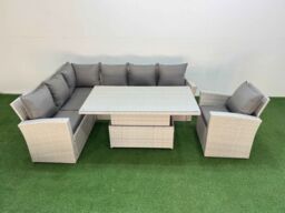 Fimous 7 Seat Garden Furniture Corner Sofa with Armchair Light Grey - thumbnail 2
