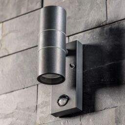 CGC Lighting 'Mia' Dark Grey Stainless Steel GU10 Up & Down Outdoor Wall Light IP44 with PIR Motion Sensor - thumbnail 2