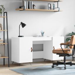 Berkfield Home Desk White 140x50x75 cm Engineered Wood - Size: 140 x 50 x 75 cm