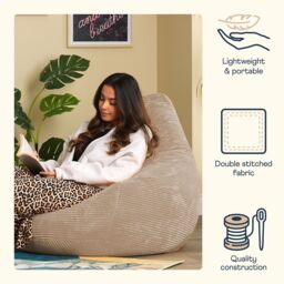 icon Dalton Cord Adult Bean Bag Chair, Set of 2 in Natural - thumbnail 4