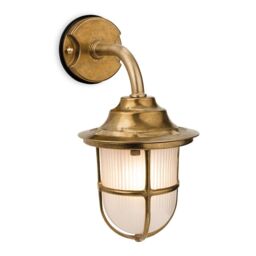 Netlighting Nautic 1 Light Outdoor Wall Light Brass Frosted Glass IP64 E27 in Gold