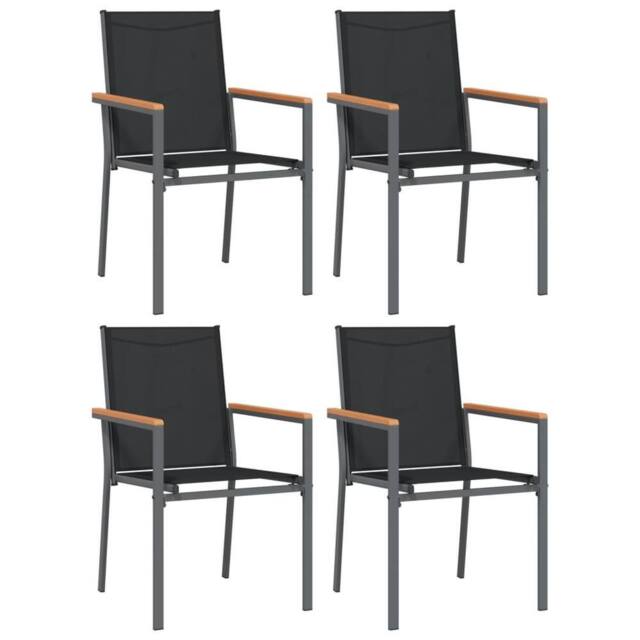 Berkfield Home Garden Chairs 4 pcs Black 55x61.5x90 cm Textilene & Steel - image 1