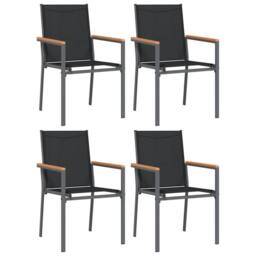 Berkfield Home Garden Chairs 4 pcs Black 55x61.5x90 cm Textilene & Steel - thumbnail 1