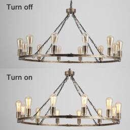 NIVOR 12 E27 Light Waggon Wheel Kitchen Chandelier Adjustable Pendant in Bronze - thumbnail 3
