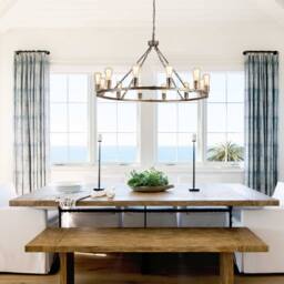 NIVOR 12 E27 Light Waggon Wheel Kitchen Chandelier Adjustable Pendant in Bronze - thumbnail 5