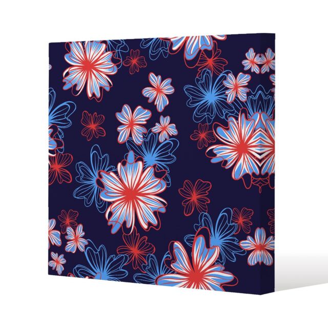 Benjamin Tate Design Red, White & Blue Flower Print (Canvas Print) / 61 x 61 x 4cm in Natural - Size: 61 x 61 x 4 cm - image 1