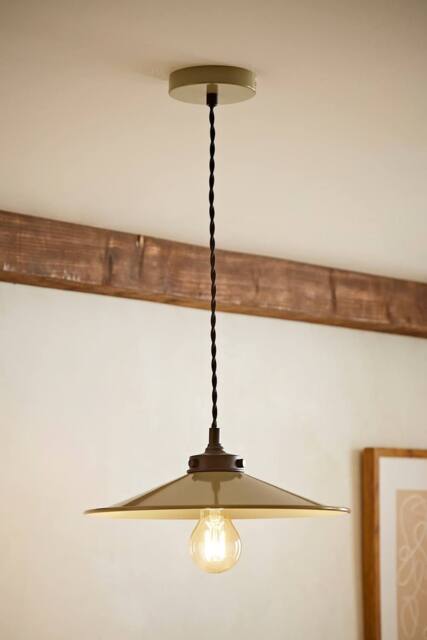 ValueLights Hampstead Metal Rolled Edge Tapered Flush Ceiling Light with Bulb in Green - image 1
