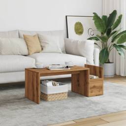 Berkfield Home Durable Coffee Table Artisian Oak 90x45x35 cm Engineered Wood in Brown - Size: 90 x 45 x 35 cm - thumbnail 2