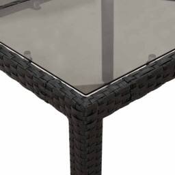 Berkfield Home Garden Table with Glass Top Black 90x90x75 cm Poly Rattan - Size: 90 x 90 x 75 cm - thumbnail 8