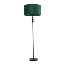 ValueLights Marissa Velvet Drum Shade with Black Stacked Ball Floor Lamp in Bottle Green - thumbnail 2