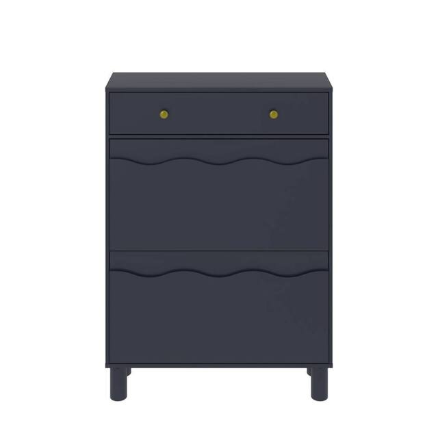 KEEPREAPER Freestanding Shoe Cabinet with 2 Flip Drawers & 1 Pull-Out Drawer in Blue - image 1