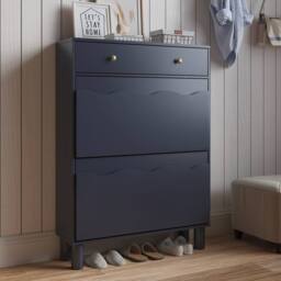 KEEPREAPER Freestanding Shoe Cabinet with 2 Flip Drawers & 1 Pull-Out Drawer in Blue - thumbnail 2