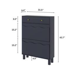 KEEPREAPER Freestanding Shoe Cabinet with 2 Flip Drawers & 1 Pull-Out Drawer in Blue - thumbnail 5