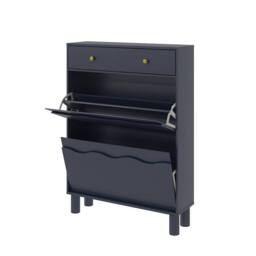 KEEPREAPER Freestanding Shoe Cabinet with 2 Flip Drawers & 1 Pull-Out Drawer in Blue - thumbnail 3